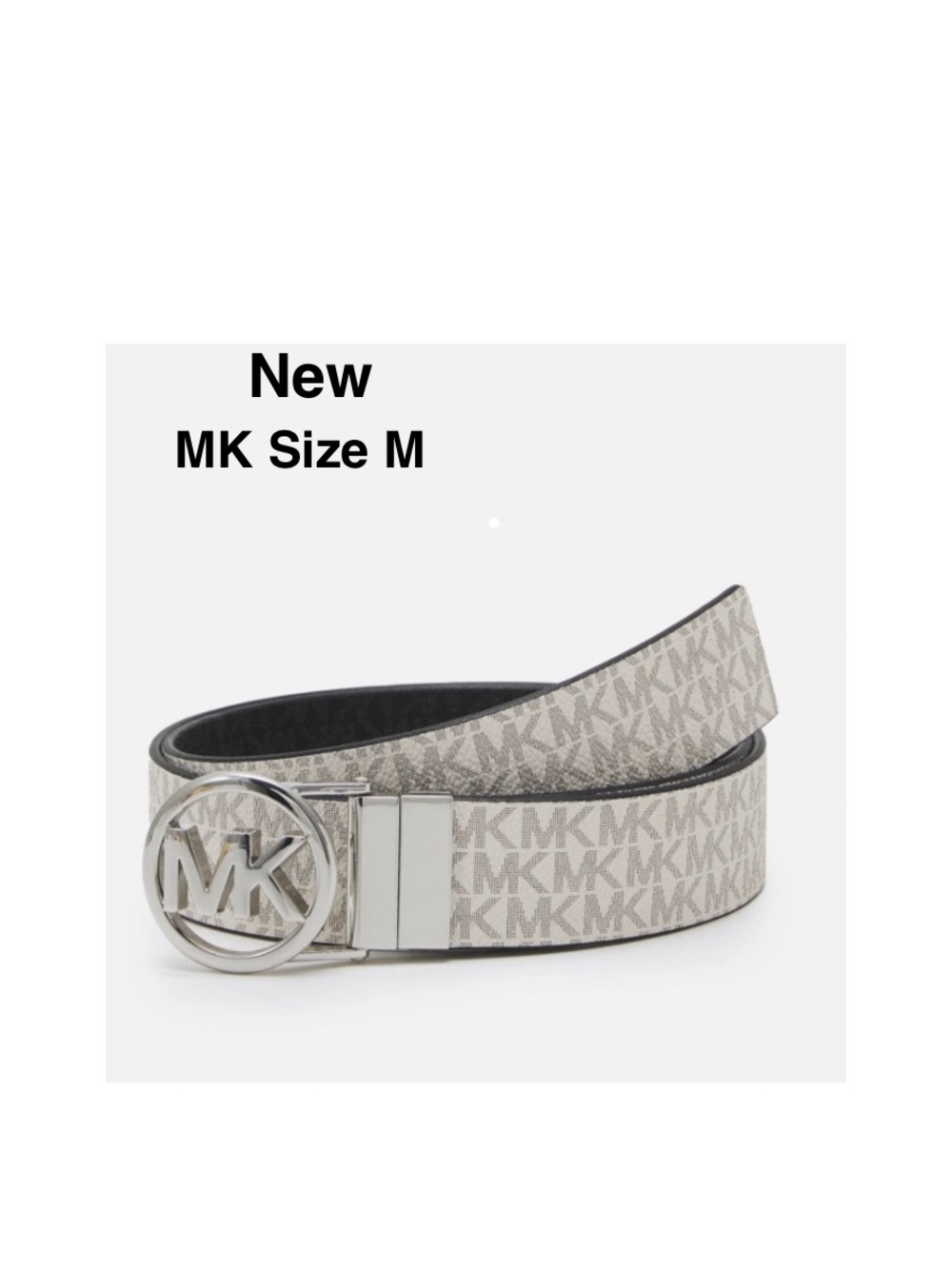 New Michael Kors Reversible Buckle Belt 558385-407-M (white/babyblue/silver)⭐️⭐️